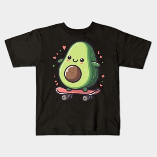 Cool funny avocado skateboarding Kids T-Shirt